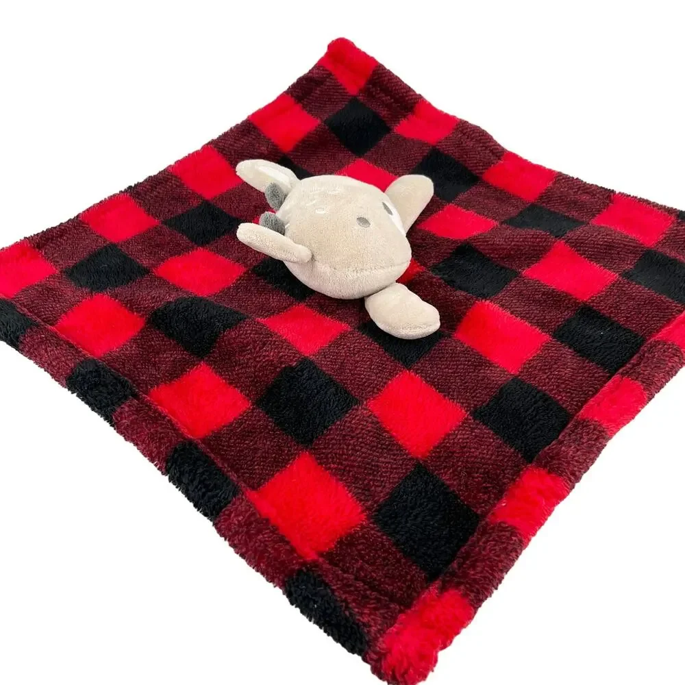 Sandy & Simon Red Buffalo Plaid Reindeer Lovey Security Blanket Plush